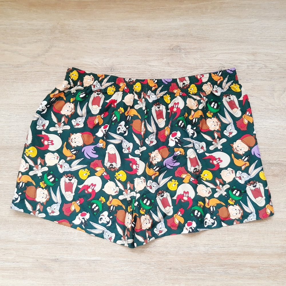 Vintage Looney Tunes Mania Character Boxer Shorts / Sz Large Green Silk Boxers - Picture 7 of 8